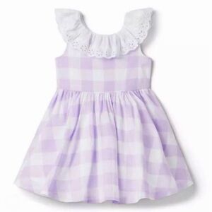 Janie and Jack Gingham Eyelet Collar Dress Orchid Breeze Gingham Size 10